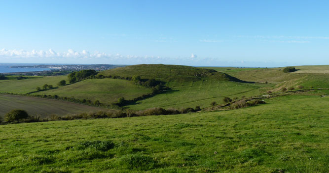 Chalbury Hillfort, seen from above Sutton Poyntz